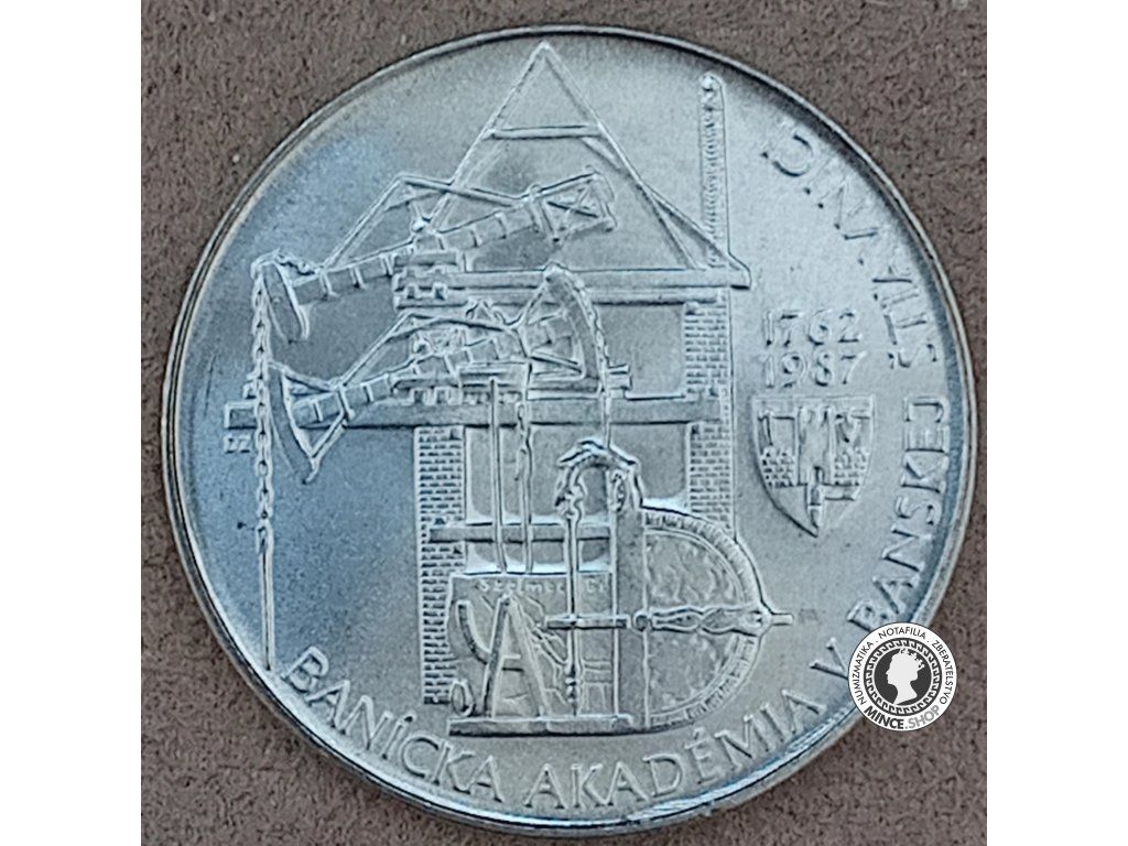 Strieborná minca 100kcs / 1987 - Banícka Akadémia Banská Štiavnica - kvalita BK 0/0