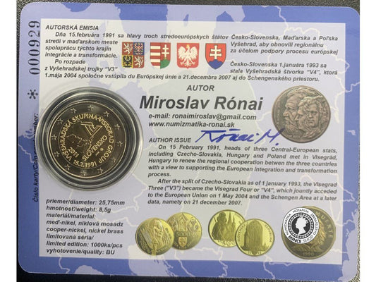 coincard 2 EURO/2011 - Vyšehradská skupina - 20. výročie vzniku - EMISIA AUTORA Rónai