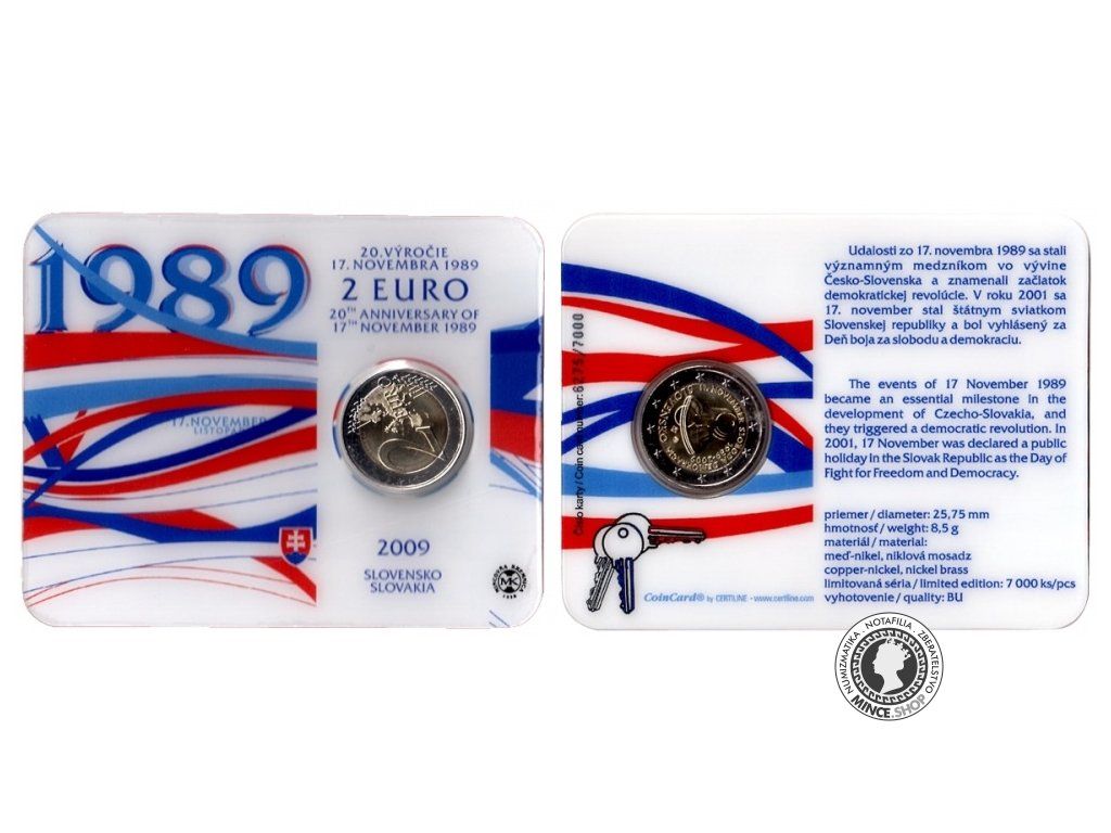 2 EURO/2009 - 20. výročie 17. novembra 1989 - Coin card