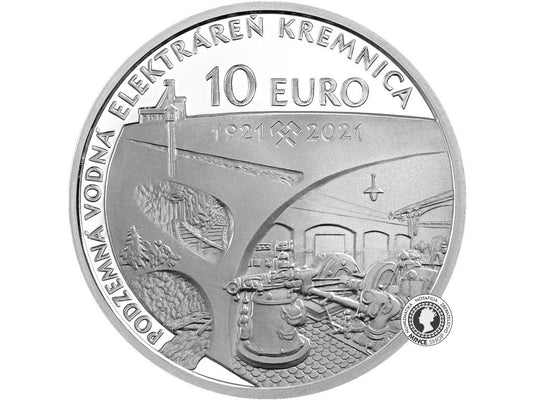 Strieborná minca Ag Proof 10€ / 2021 - Elektraren Kremnica 100.výročie