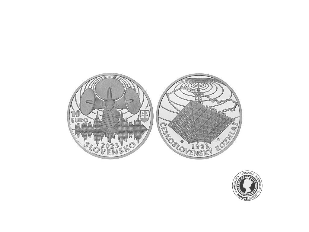 Strieborná minca BK 10 eur / 2023 Začiatok pravidelného vysielania československého rozhlasu – 100. výročie