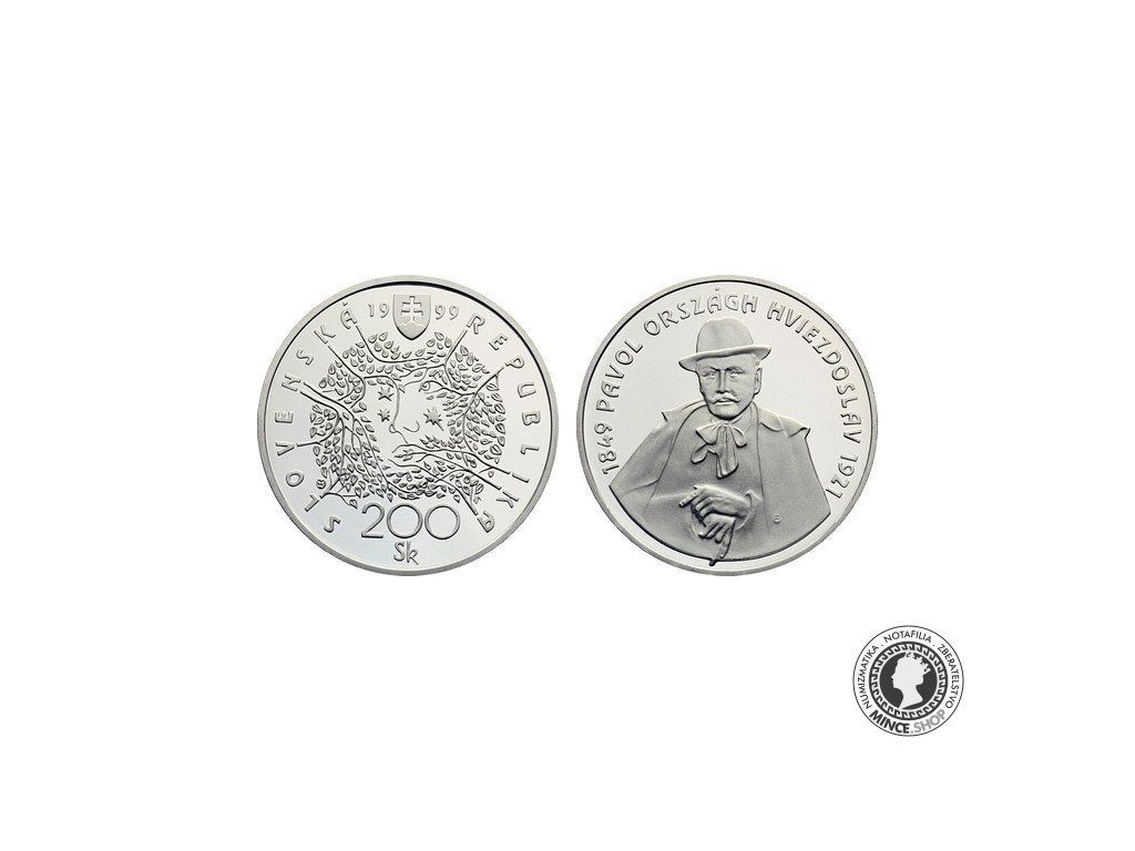 Strieborná minca - Pavol Országh Hviezdoslav 1999 / 200 SK proof