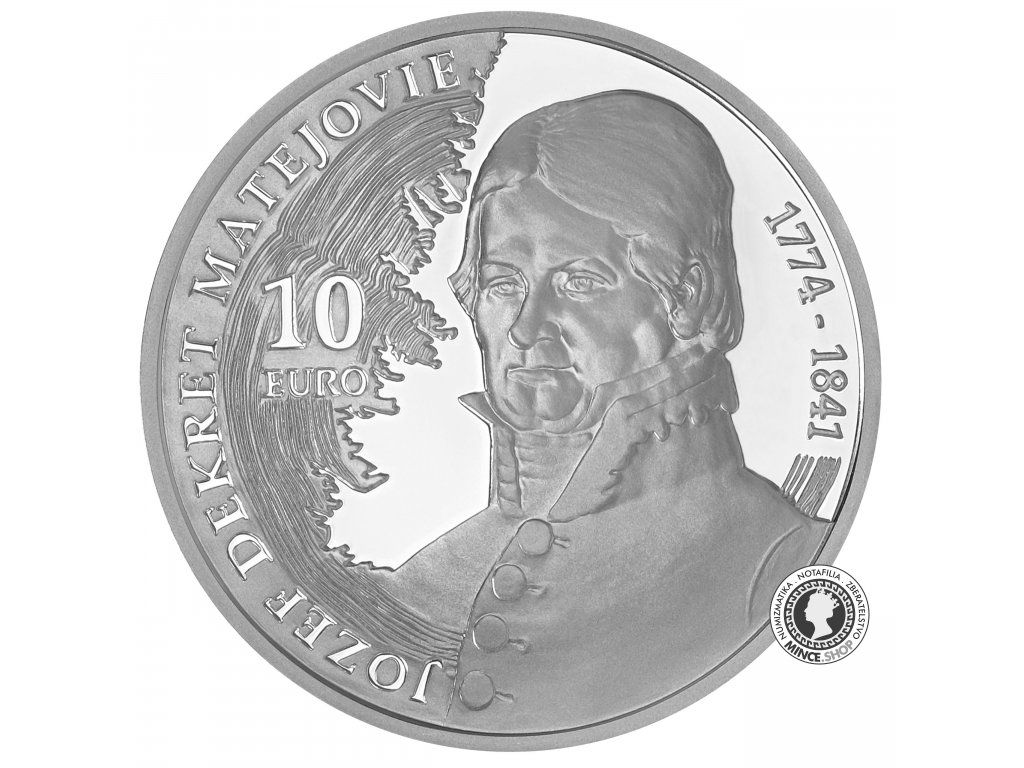 Strieborná zberateľská eurominca PROOF 10 eur / 2024 Jozef Dekret Matejovie – 250. výročie narodenia