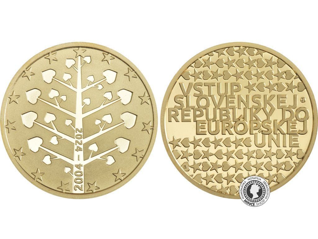 Medaila mosadzná (pozlátená) - Vstup Slovenska do Európskej únie - 20. výročie