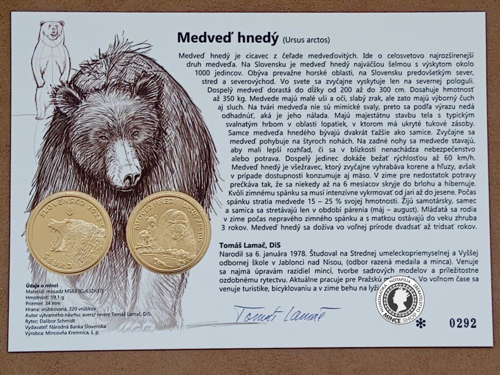 Autorská karta 5€ (2023) - Medveď hnedý