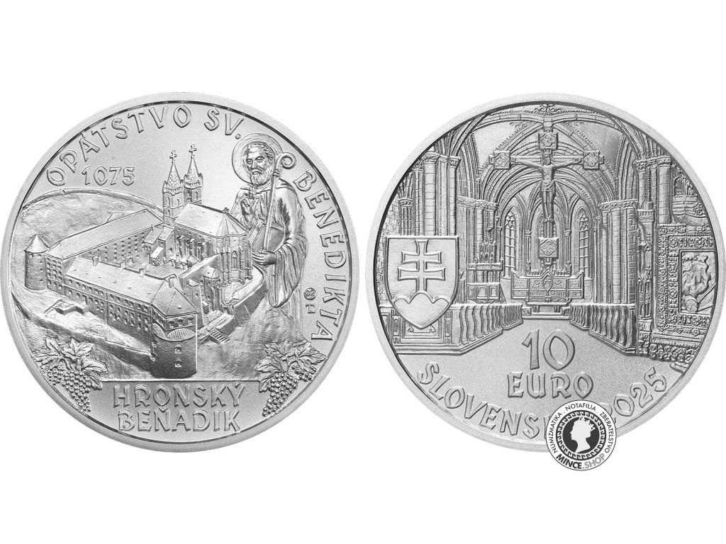 Strieborná minca 10€ (2025) BK - Benediktínske opátstvo v Hronskom Beňadiku - 950.výročie