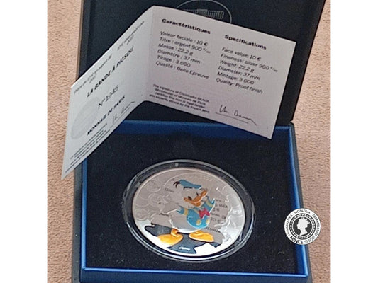 10€ strieborná minca 2017 Donald Duck - La Bande a Picsou PROOF
