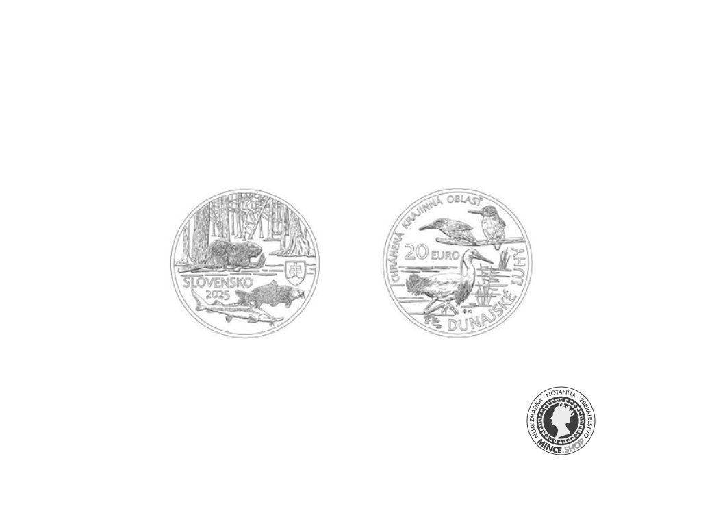 Strieborná minca 20€ (2025) proof - Chránená krajinná oblasť Dunajské luhy
