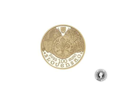 Zlatá zberateľská eurominca proof 100 eur / 2025 - Zavedenie zlatej mince – florénu v Uhorsku – 700. výročie