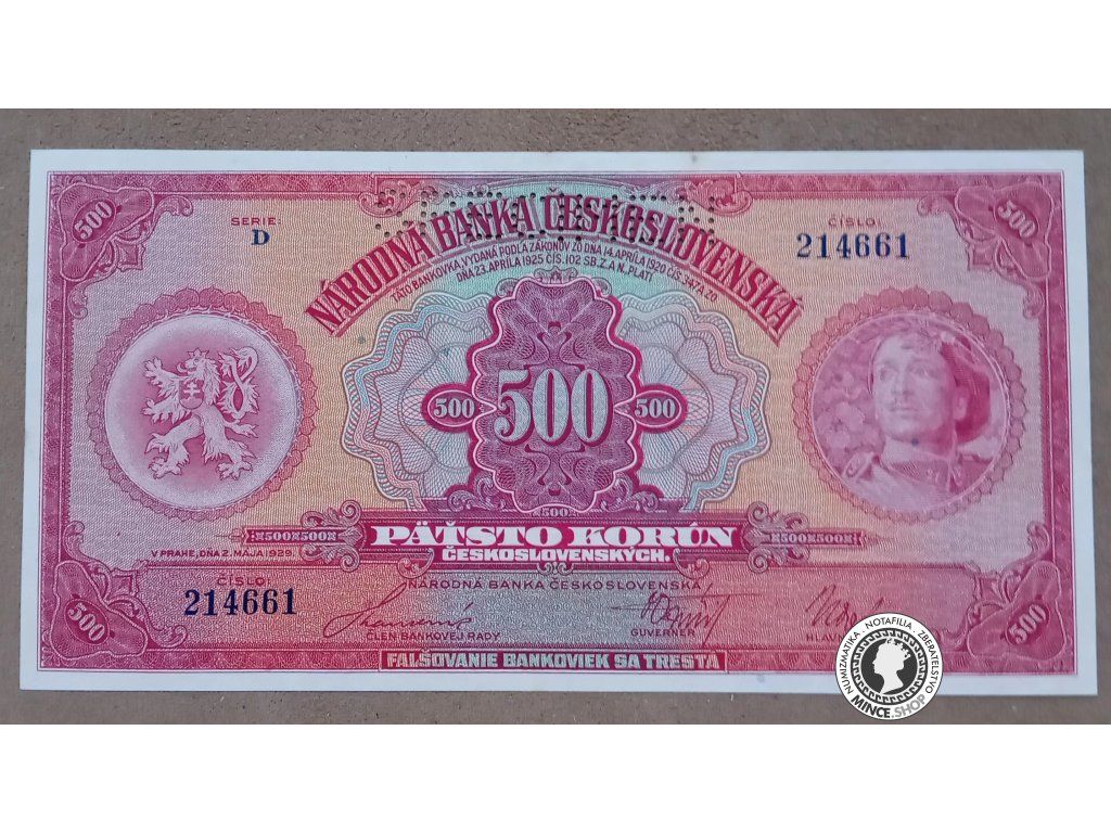 500 Korún - 1929 - 1.ČSR