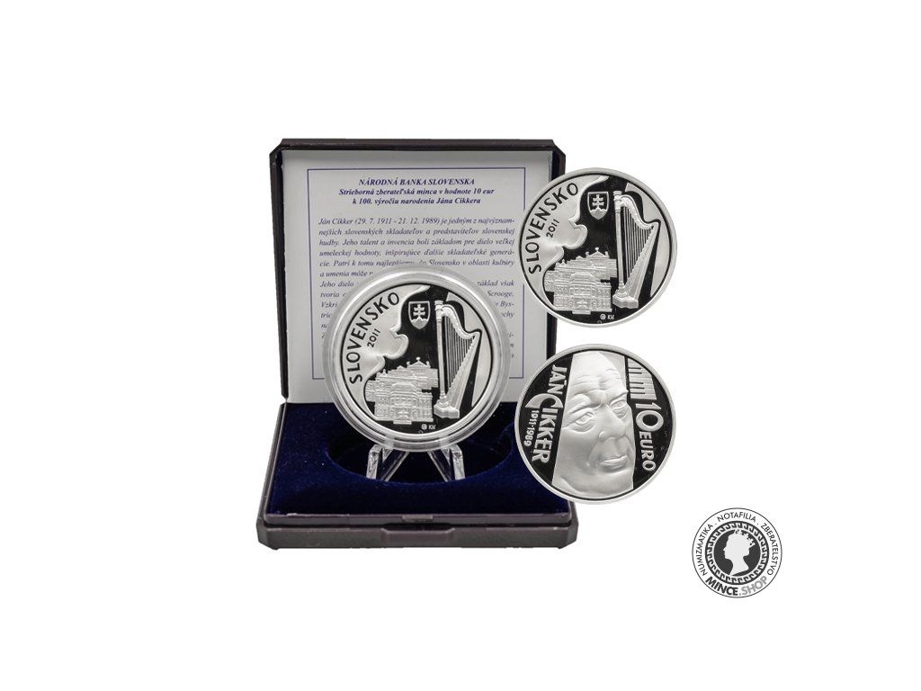 Strieborná minca Ag Proof 10€ / 2011 - Ján Cikker – 100. výročie narodenia