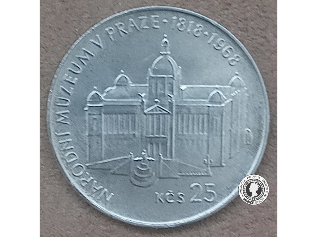 Strieborná minca 25kcs / 1968 - Národne muzeum v Praze - kvalita BK 0/0