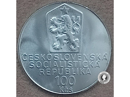 Strieborná minca 100kcs / 1990 - K.Čapek - kvalita BK 0/0