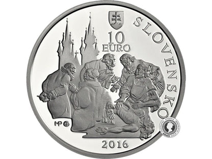 Strieborná minca Ag Proof 10€ / 2016 - Jan Jesenius - 450. výročie narodenia