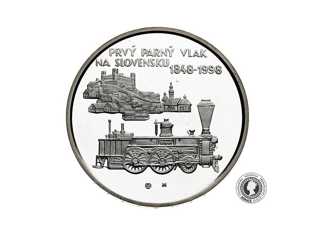 Strieborná minca 200 Sk 1998 Slovensko PROOF parný vlak
