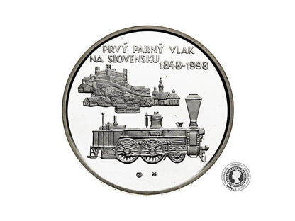 Strieborná minca 200 Sk 1998 Slovensko PROOF parný vlak