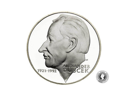Strieborná minca proof 200 Sk/2001 - Alexander Dubček - 80. výročie narodenia