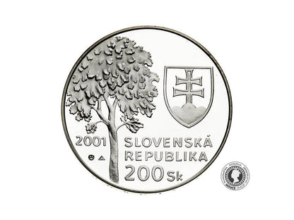 Strieborná minca proof 200 Sk/2001 - Alexander Dubček - 80. výročie narodenia