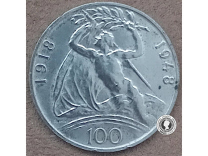 Strieborná minca 100 Kč 30.výročie ČSR 1948