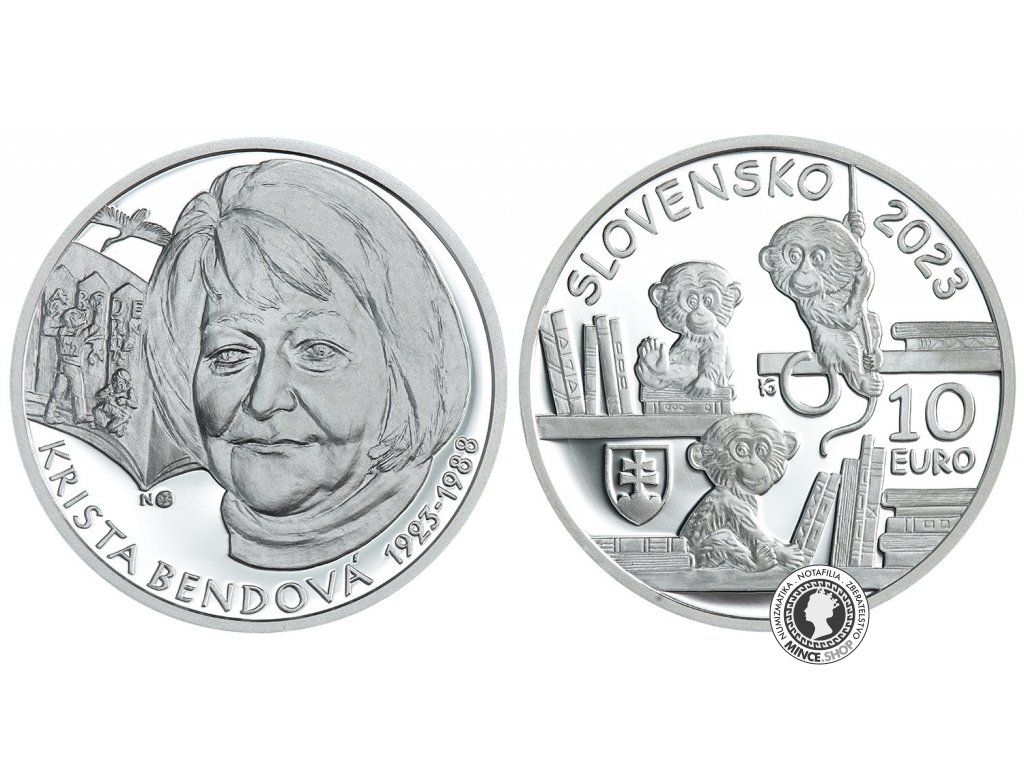 Minca strieborná 10€/2023 proof - Krista Bendová - 100.výročie narodenia