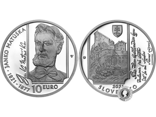 Strieborná minca Ag 10€ / 2021 - Janko Matúška - BK