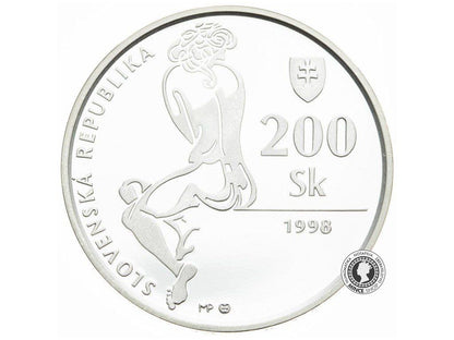 Strieborná minca 200 Sk/1998 PROOF - Ján Smrek - 150. výročie narodenia