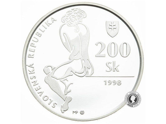 Strieborná minca 200 Sk/1998 PROOF - Ján Smrek - 150. výročie narodenia