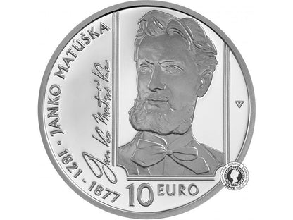 Strieborná minca Ag Proof 10€ / 2021 -  200. výročie narodenia Janka Matúšku