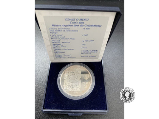 Strieborná minca 1998 SNG 200 Sk PROOF - stav viď.foto - Slovenská národná galéria