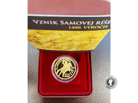 Zlatá minca proof 100 eur / 2023 - Vznik Samovej ríše - 1400. výročie