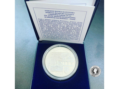 Strieborná minca PROOF 10 eur / 2023 - Prvá parná lokomotíva medzi Bratislavou a Trnavou – 150. výročie