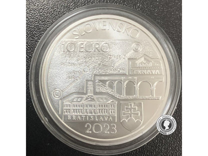Strieborná minca BK 10 eur / 2023 - Prvá parná lokomotíva medzi Bratislavou a Trnavou – 150. výročie