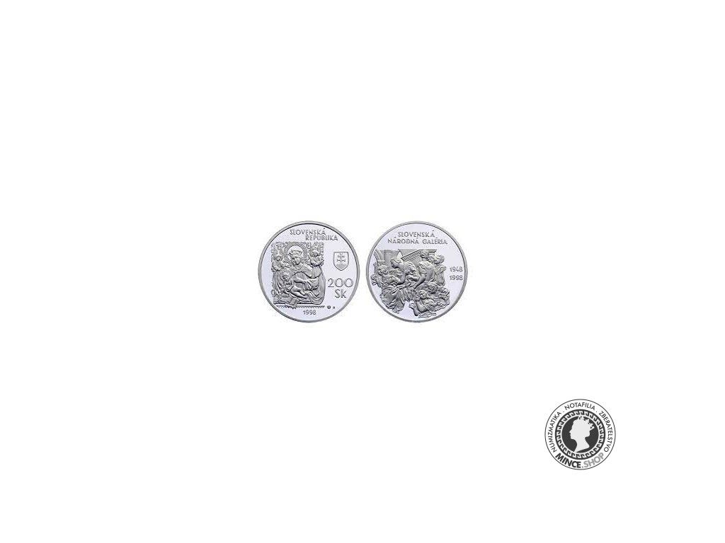 Strieborná minca 1998 SNG 200 Sk PROOF Slovenská národná galéria