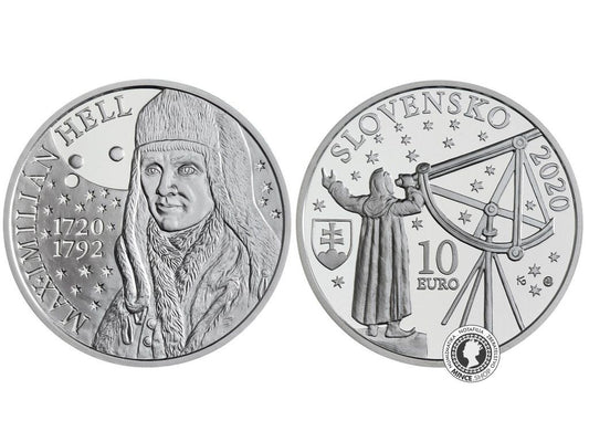 Strieborná minca Ag BK 10€ / 2020 - Maximilián Hell - 300. výročie narodenia
