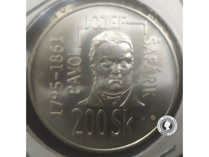 Strieborná minca proof 1995 Šafárik 200 Sk