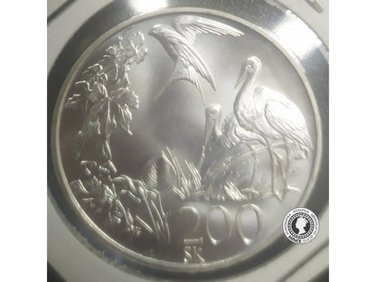 Strieborná minca proof 1995 Rok Ochrany EU Prírody 200 Sk