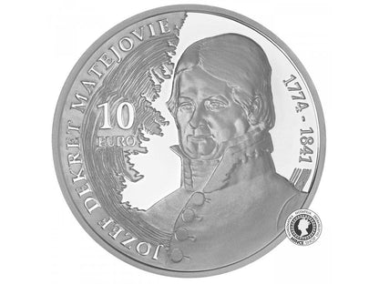 Strieborná zberateľská eurominca PROOF 10 eur / 2024 Jozef Dekret Matejovie – 250. výročie narodenia