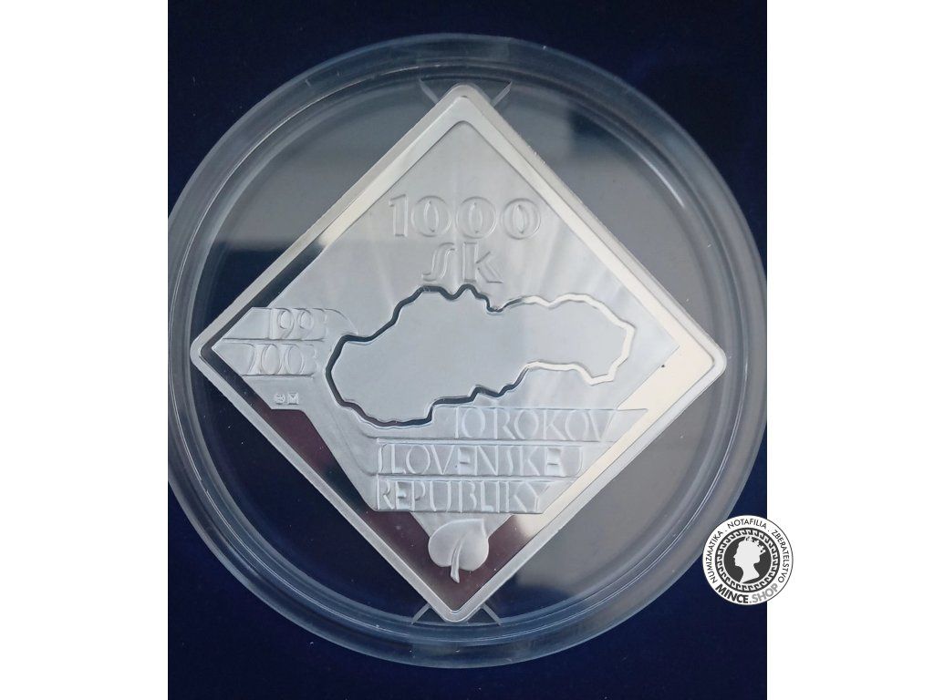 Strieborna minca Proof - SK 1000 / 2003 - 10. výročie vzniku SR