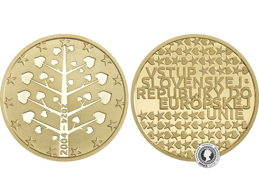 Medaila mosadzná (pozlátená) - Vstup Slovenska do Európskej únie - 20. výročie