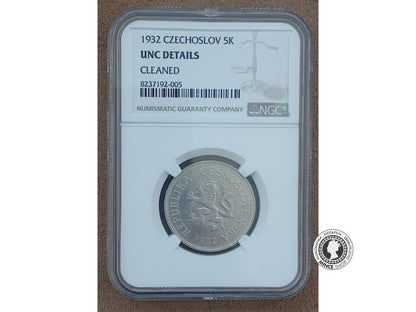 5.koruna - 1.ČSR - 1932 - UNC Details