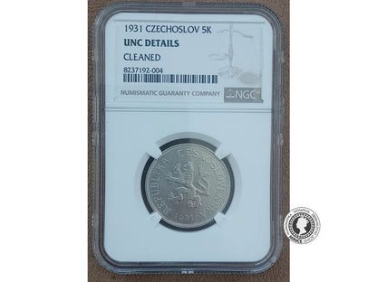 5.koruna - 1.ČSR - 1931- UNC Details