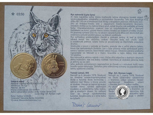 Autorská karta 5€ 2022 - Rys Ostrovid