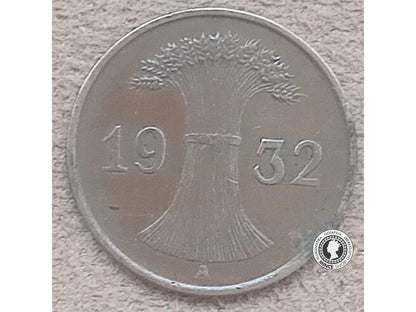 1 reichspfennig - Nemecko - Weimarská Republika / Tretia Ríša - 1932 A