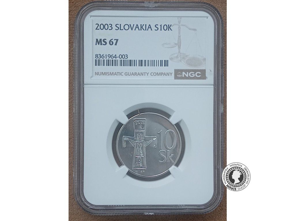 Strieborná minca 10 Korún Slovenských 2003 kvalita MS 67