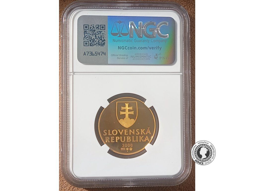 Zlatá minca 10 Korún Slovenských 2008 R kvalita PF 69