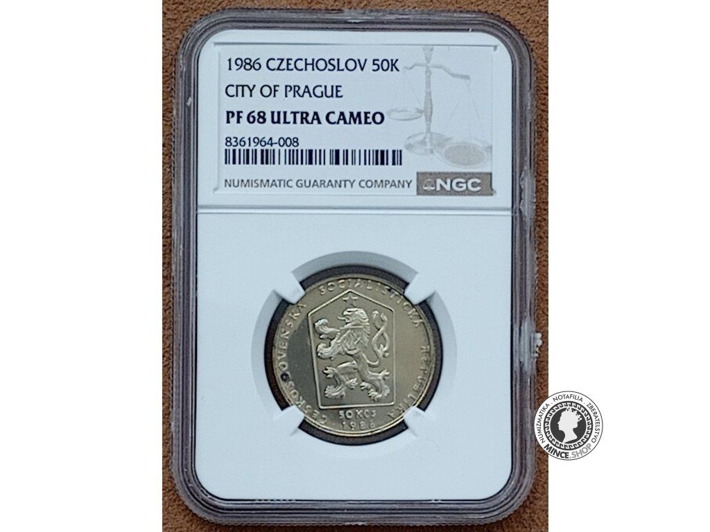 Strieborná minca 50kčs / 1986 - Praha - PF 68