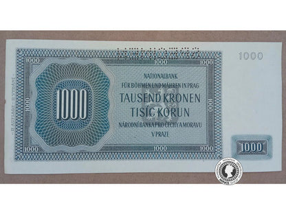 1000 Korún - 1942 - Protektorát Čechy a Morava - SPECIMEN