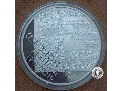 500 Kč - pamätná strieborná minca PROOF - 100.výročie zahájenia vydávania československých platidiel - 2019