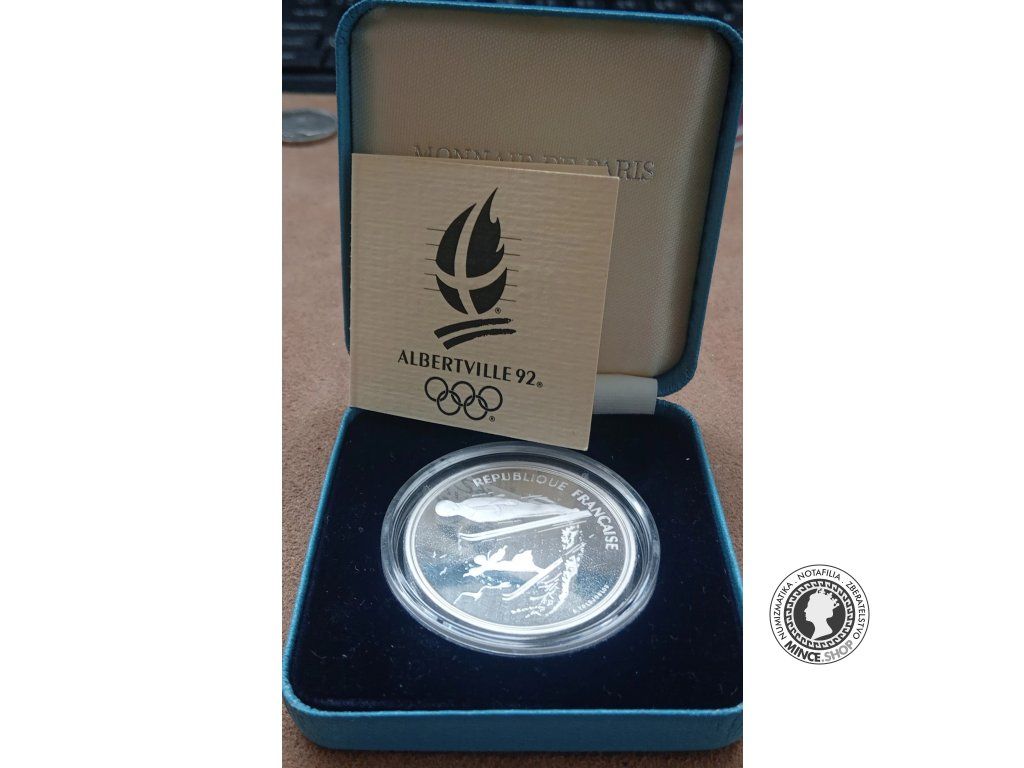 100 francs 1991 Francúzsko PROOF - Albertville 92 - Saut a ski moderne et de la Belle Époque