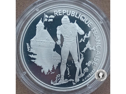 100 francs 1991 Francúzsko PROOF - Albertville 92 - Skieur de fond devant le chateau de Ducs de Savoie  a Chambéry